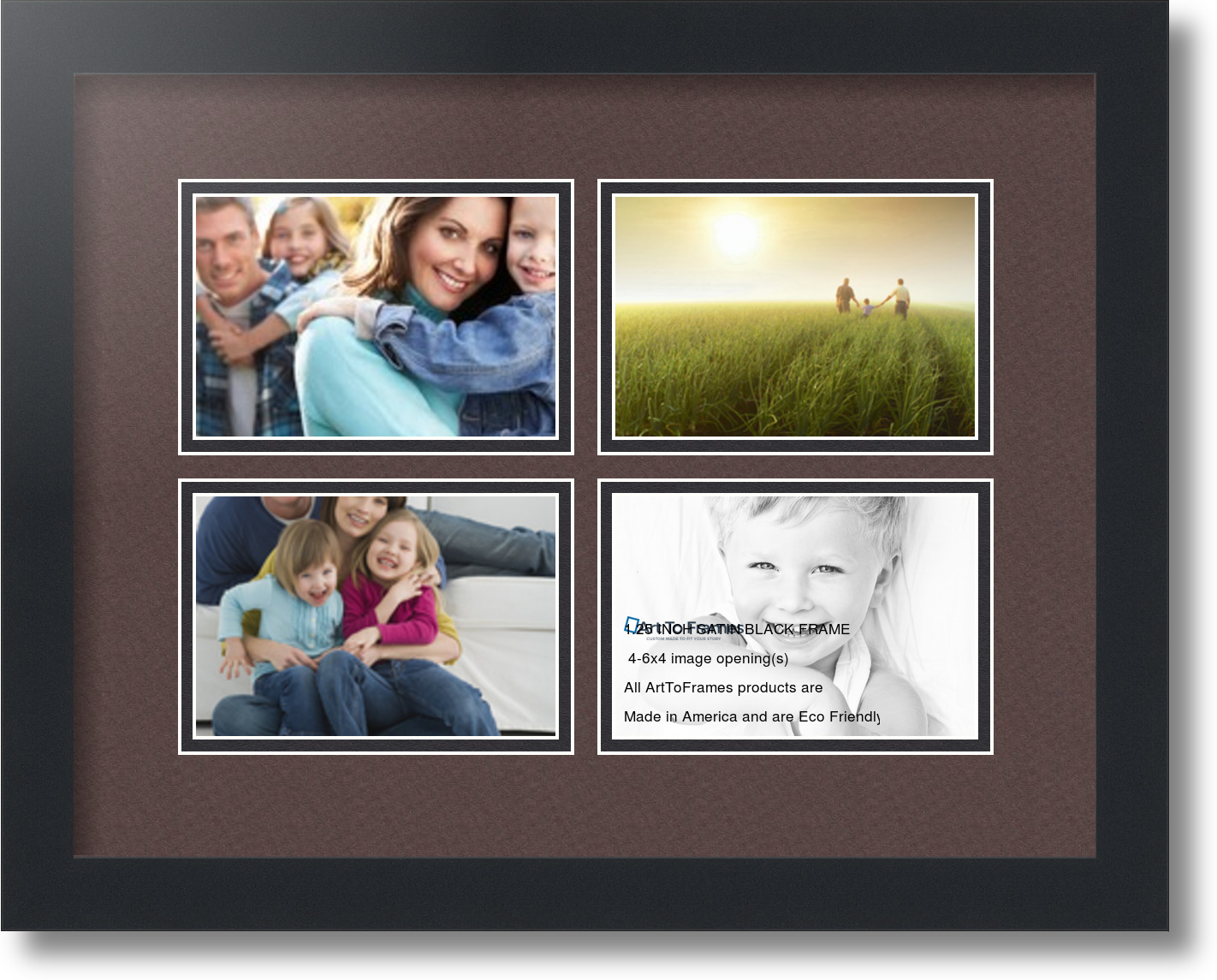 ArtToFrames Collage Mat Picture Photo Frame 4 4x6" Openings in Satin