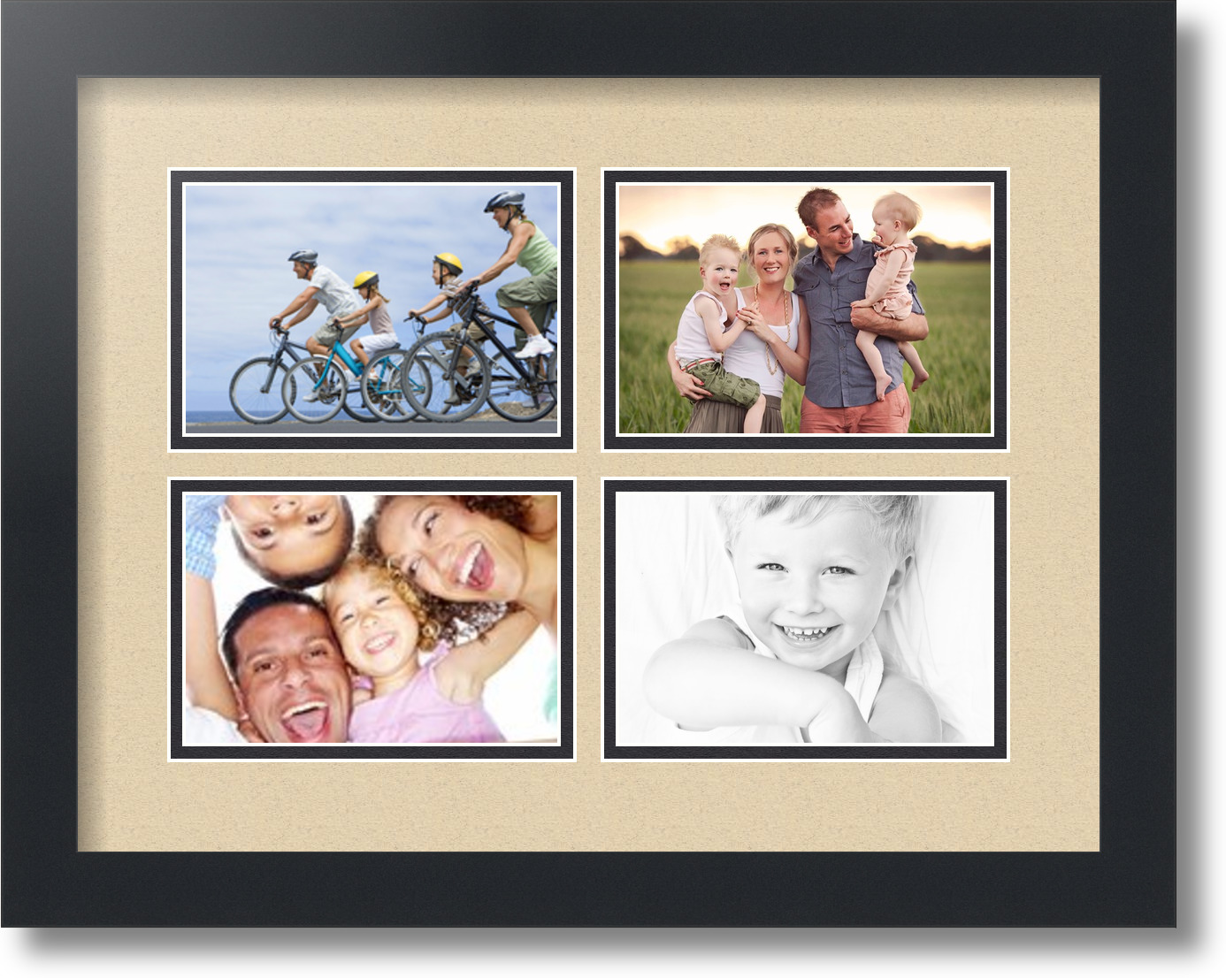 ArtToFrames Collage Mat Picture Photo Frame 4 4x6" Openings in Satin