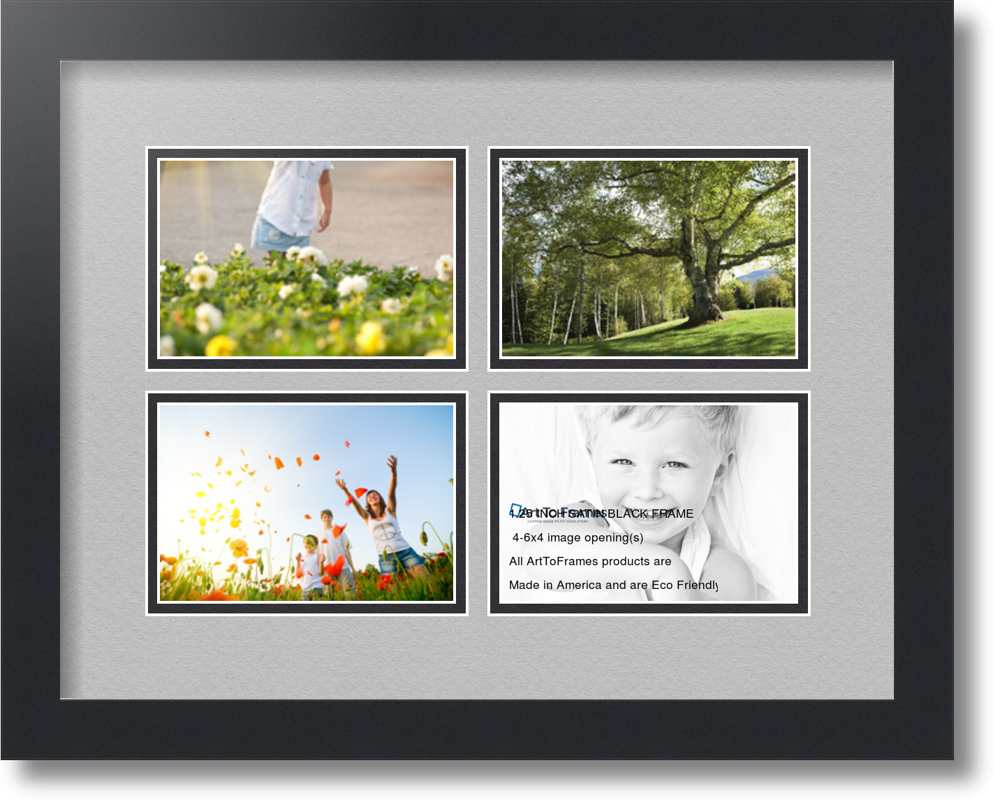 ArtToFrames Collage Mat Picture Photo Frame 4 4x6" Openings in Satin