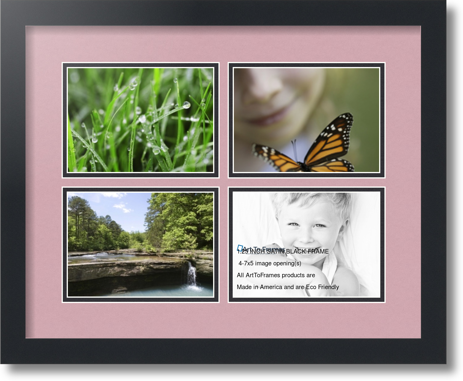 ArtToFrames Collage Mat Picture Photo Frame 4 5x7" Openings in Satin