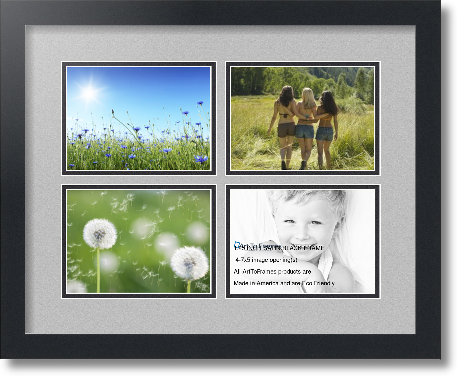 ArtToFrames Collage Mat Picture Photo Frame 4 5x7" Openings in Satin