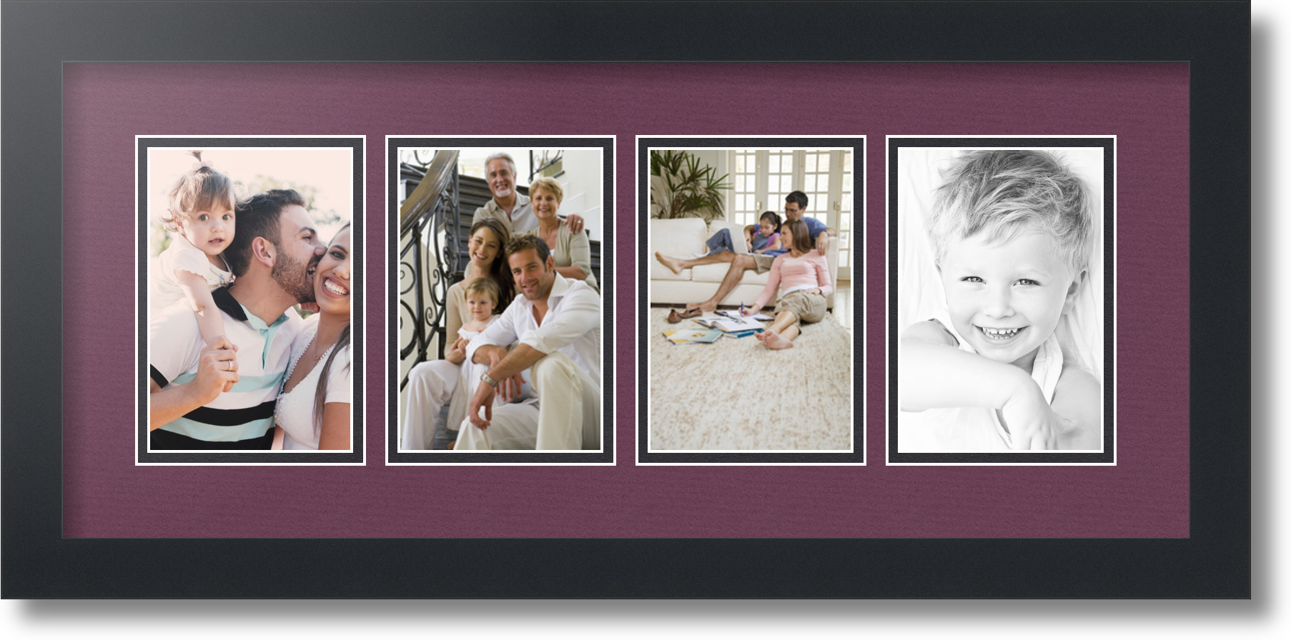 ArtToFrames Collage Mat Picture Photo Frame 4 4x6" Openings in Satin