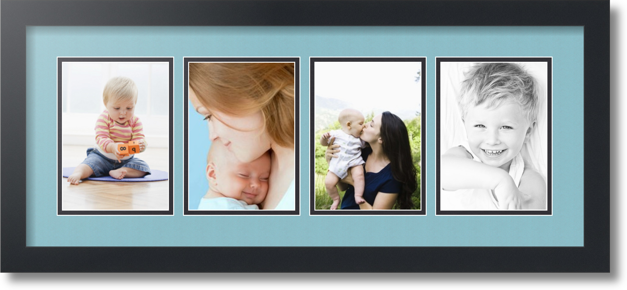 ArtToFrames Collage Mat Picture Photo Frame 4 5x7" Openings in Satin