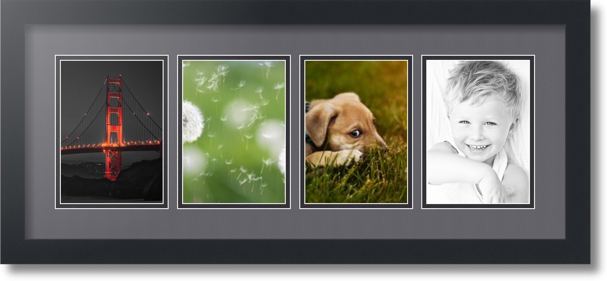ArtToFrames Collage Mat Picture Photo Frame 4 5x7" Openings in Satin Black 15 eBay