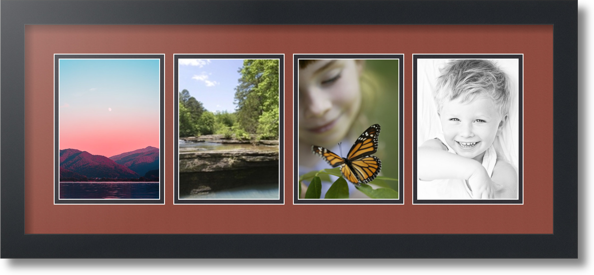 ArtToFrames Collage Mat Picture Photo Frame 4 5x7" Openings in Satin