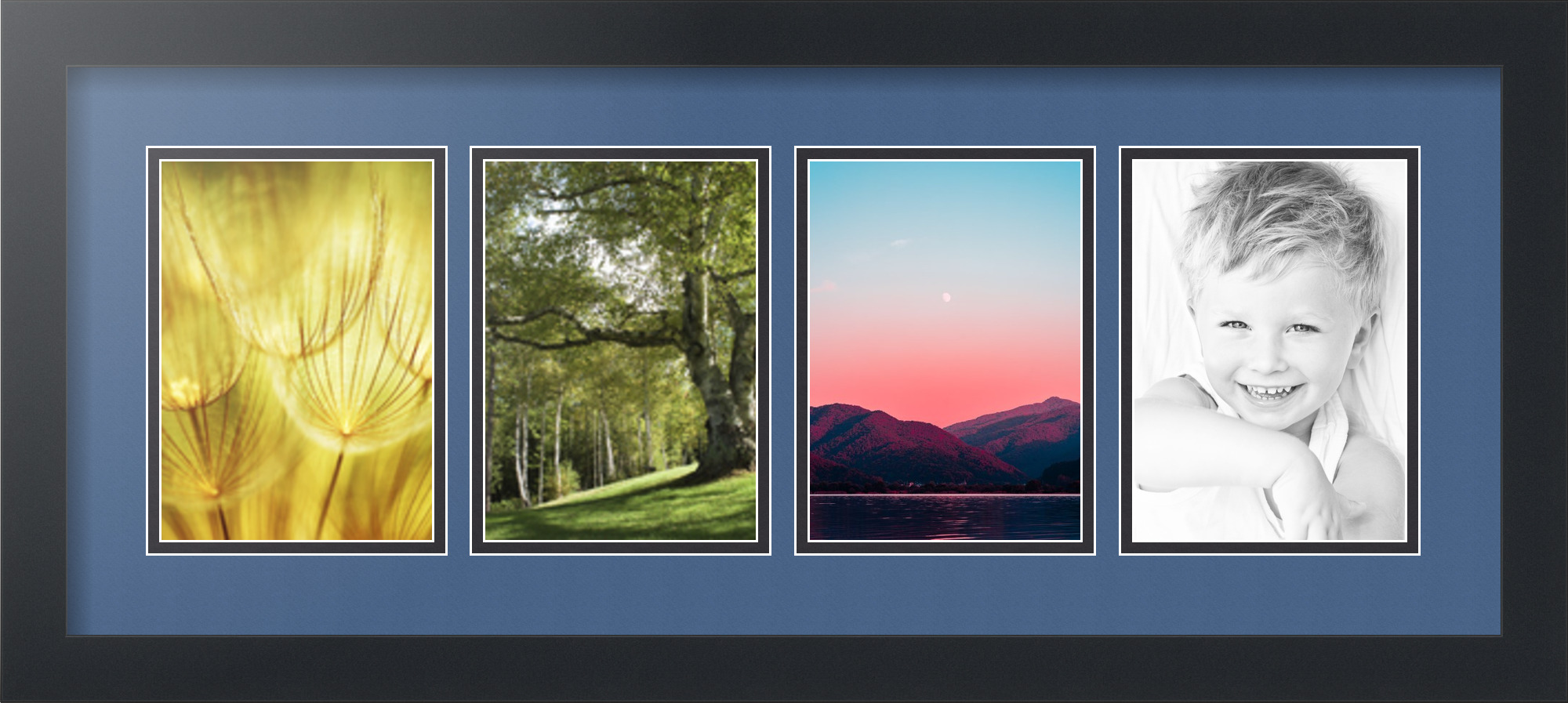 ArtToFrames Collage Mat Picture Photo Frame 4 5x7" Openings in Satin