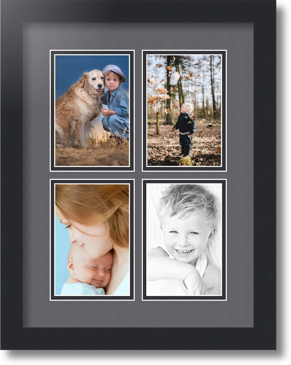 ArtToFrames Collage Mat Picture Photo Frame 4 4x6" Openings in Satin