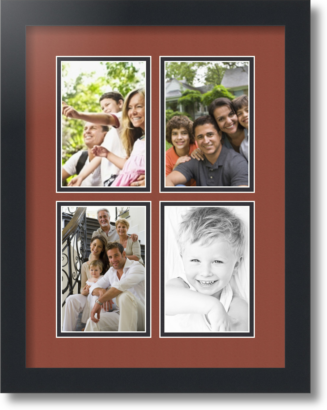 ArtToFrames Collage Mat Picture Photo Frame 4 4x6" Openings in Satin
