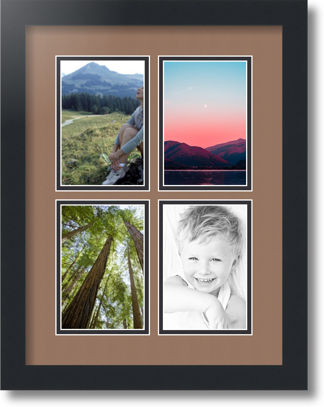 ArtToFrames Collage Mat Picture Photo Frame 4 4x6" Openings in Satin