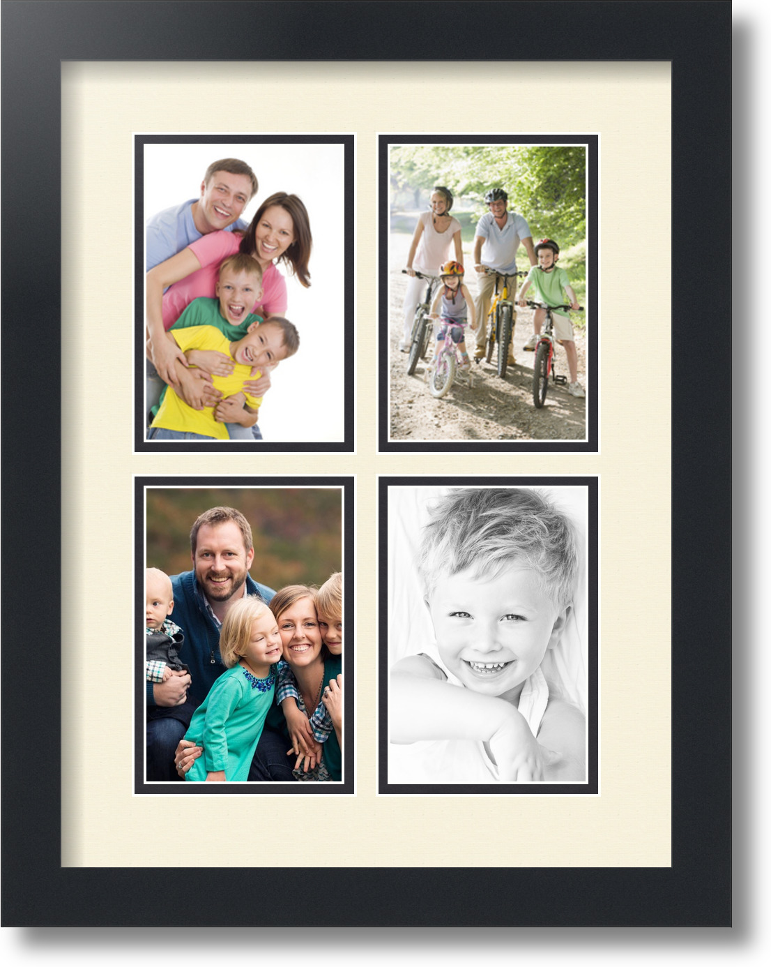 ArtToFrames Collage Mat Picture Photo Frame 4 4x6" Openings in Satin