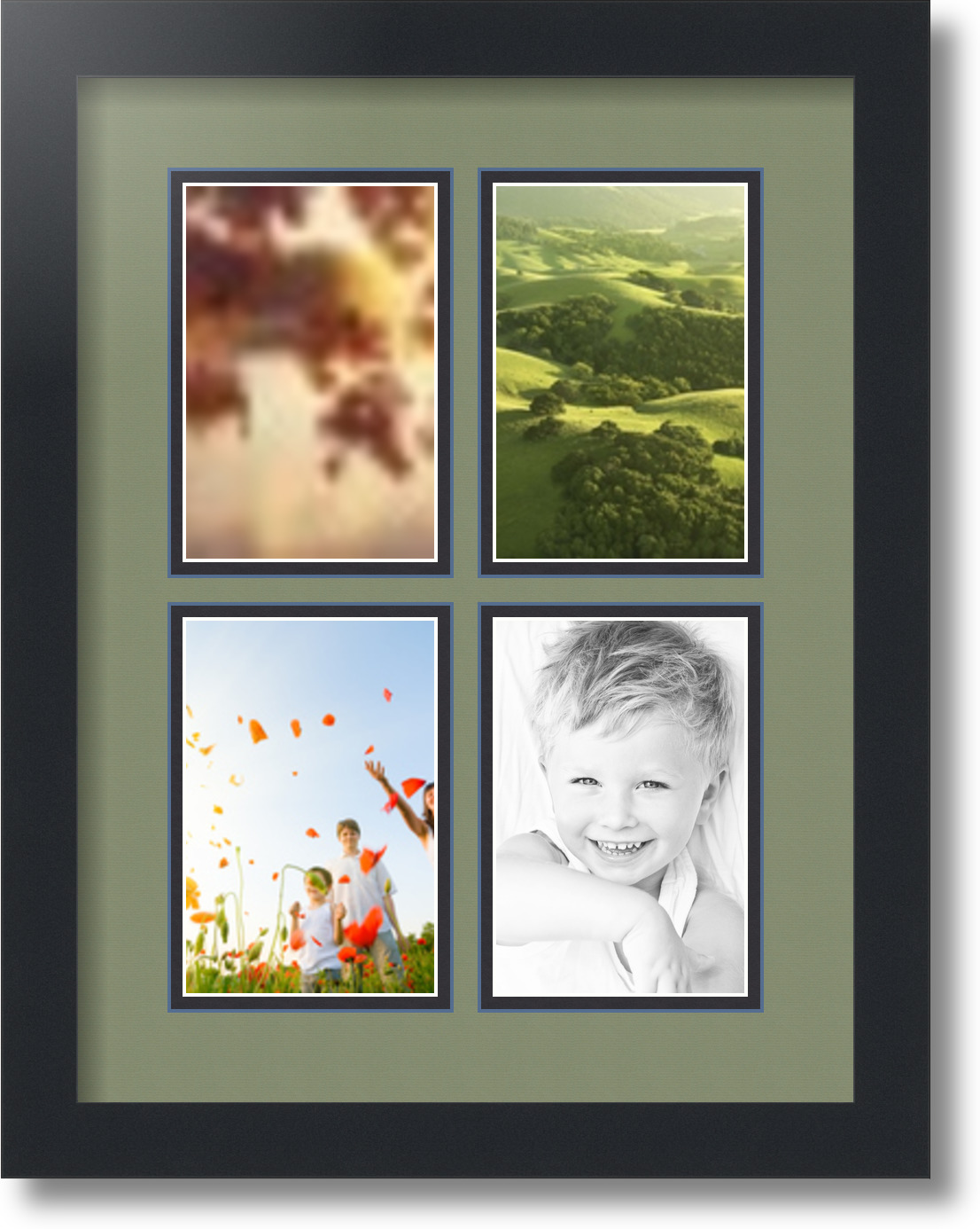 ArtToFrames Collage Mat Picture Photo Frame 4 4x6" Openings in Satin