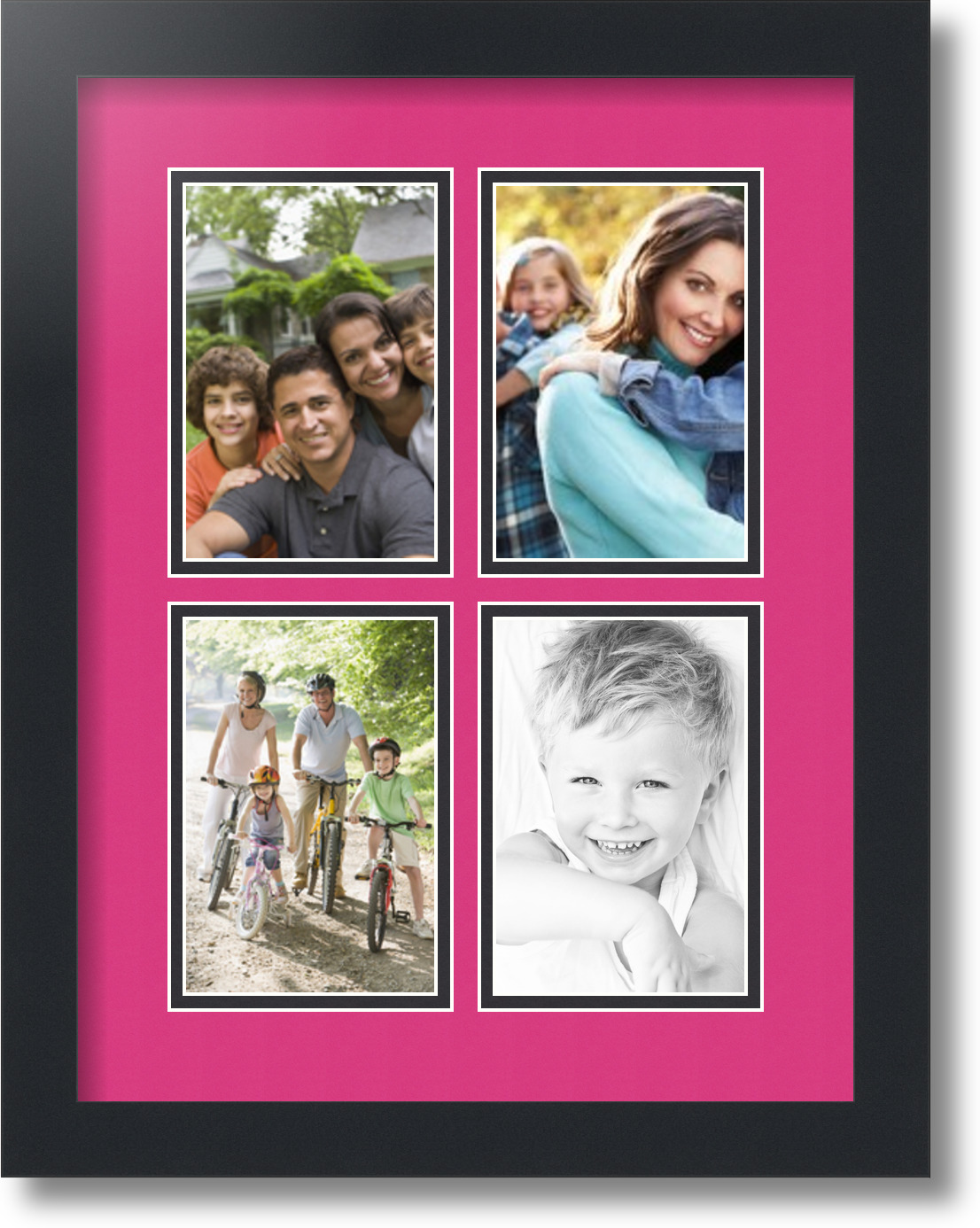ArtToFrames Collage Mat Picture Photo Frame 4 4x6" Openings in Satin