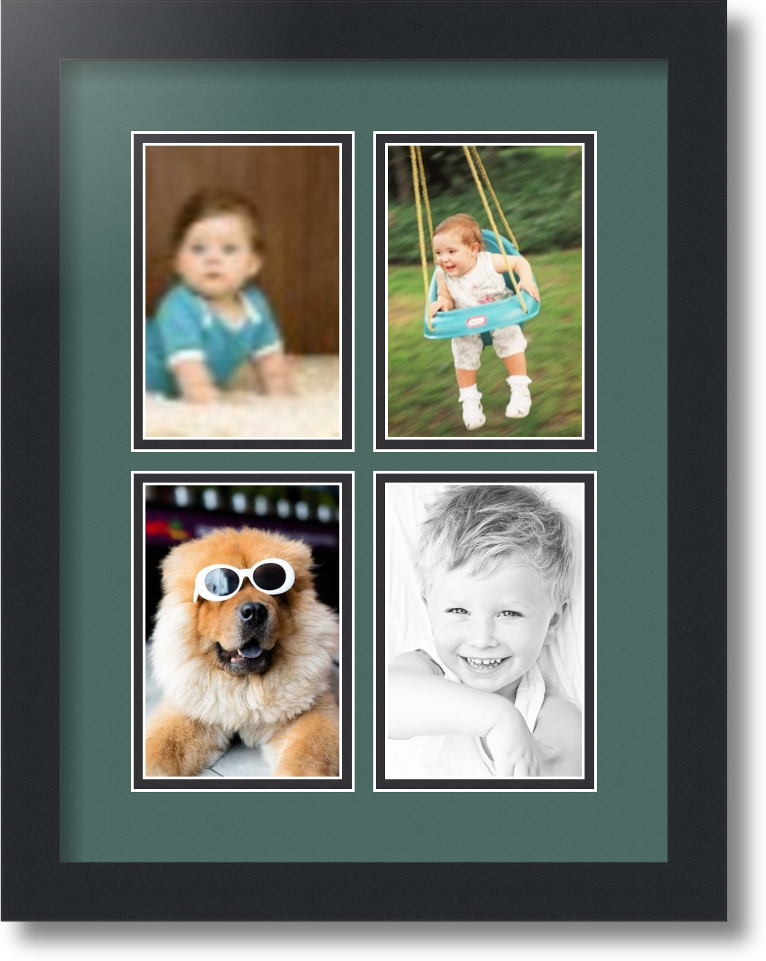 ArtToFrames Collage Mat Picture Photo Frame 4 4x6" Openings in Satin