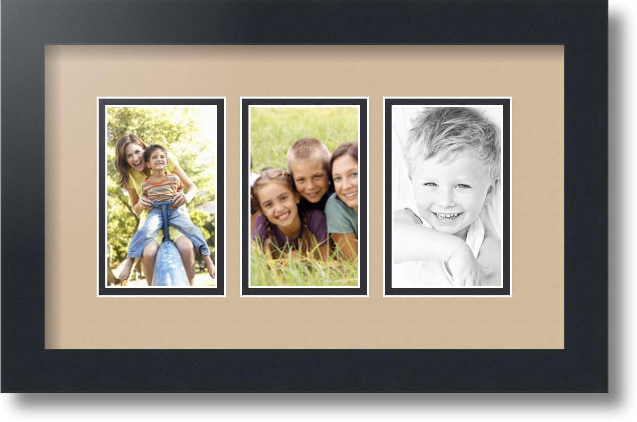 ArtToFrames Collage Mat Picture Photo Frame 3 3x5" Openings in Satin