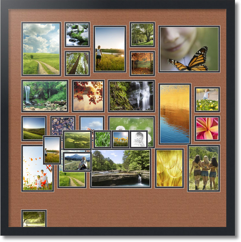 30x30 Satin Black collage picture frame 30 opening Paloma and Black mat