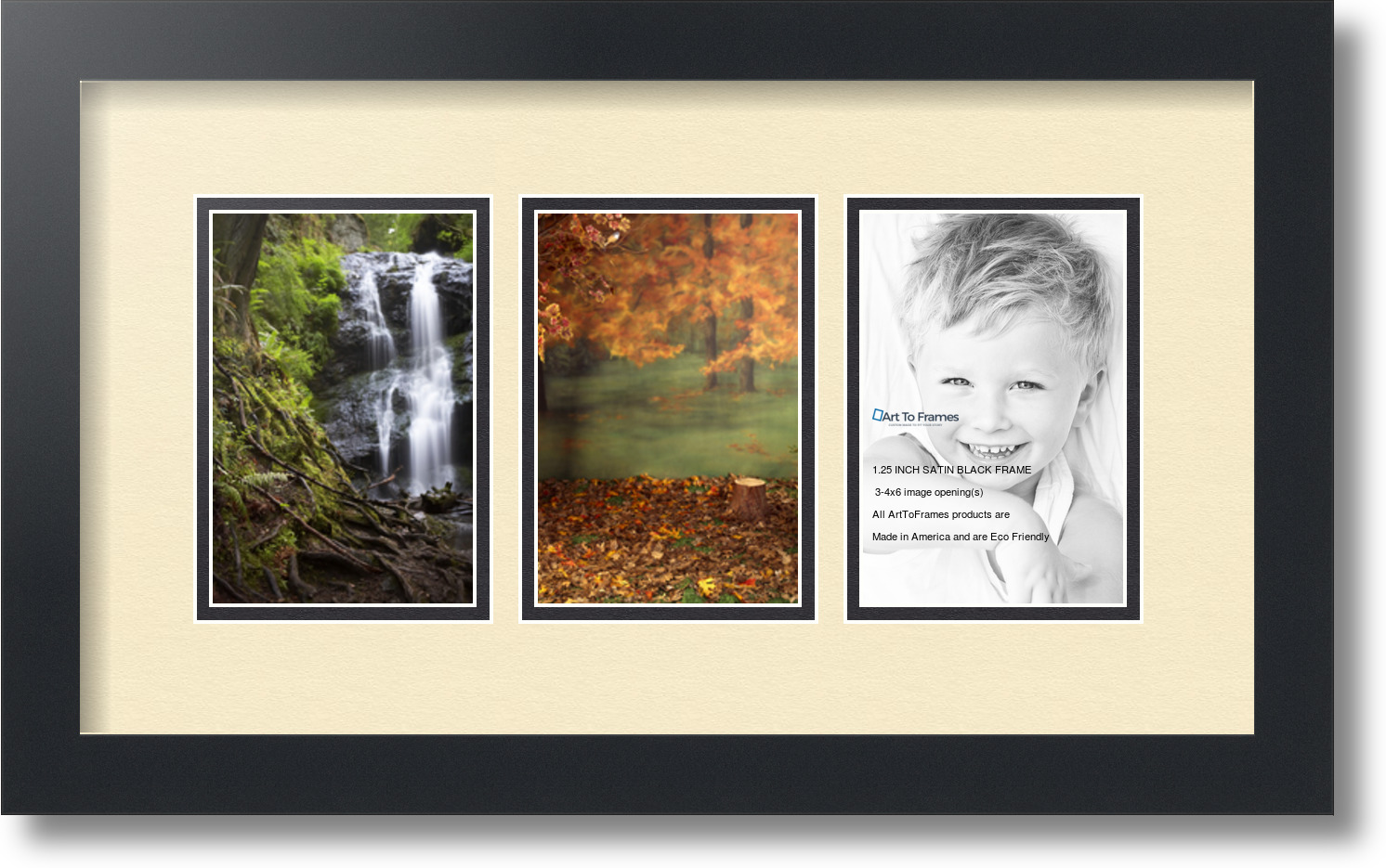 ArtToFrames Collage Mat Picture Photo Frame 3 4x6" Openings in Satin