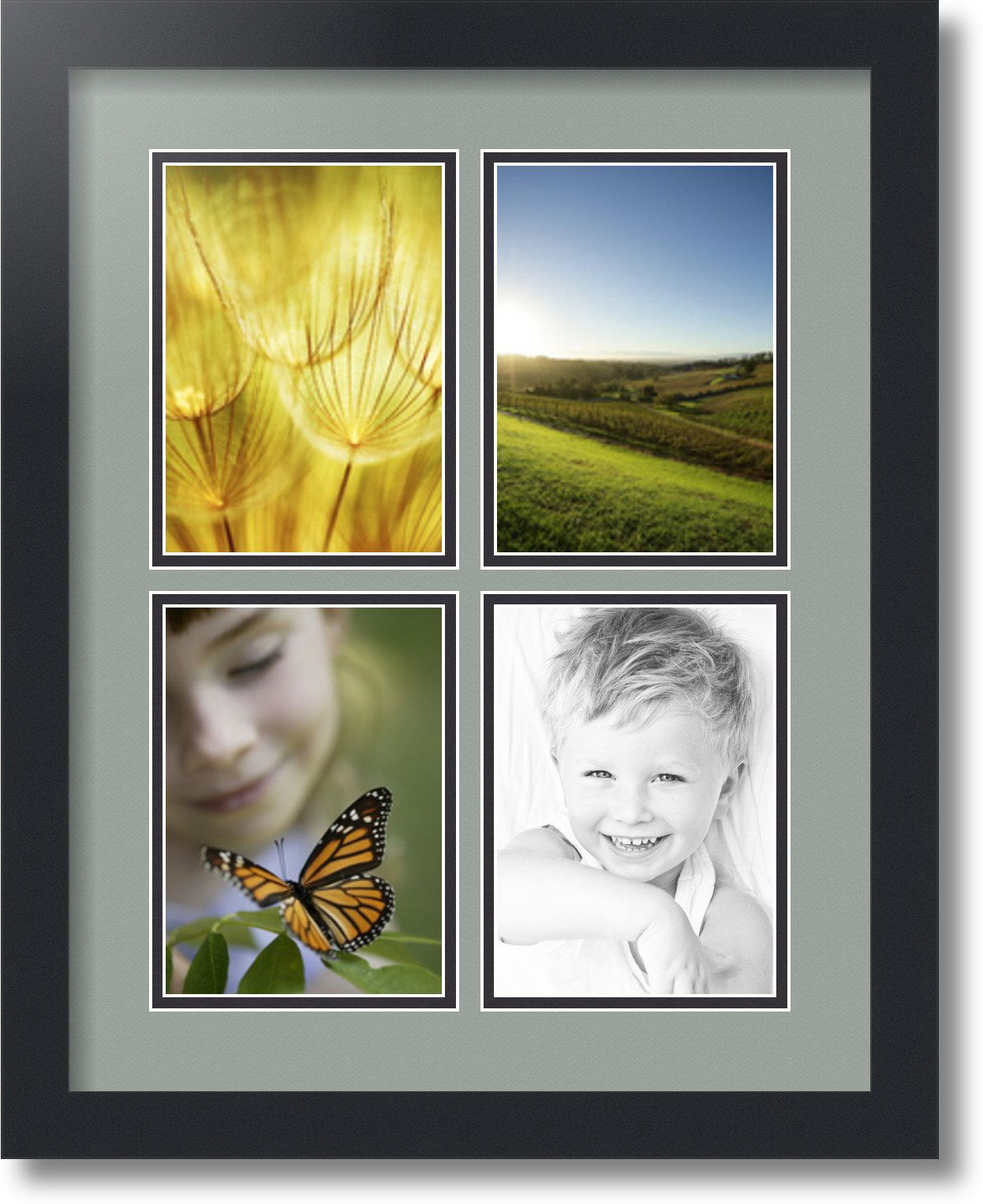 ArtToFrames Collage Mat Picture Photo Frame 4 5x7" Openings in Satin
