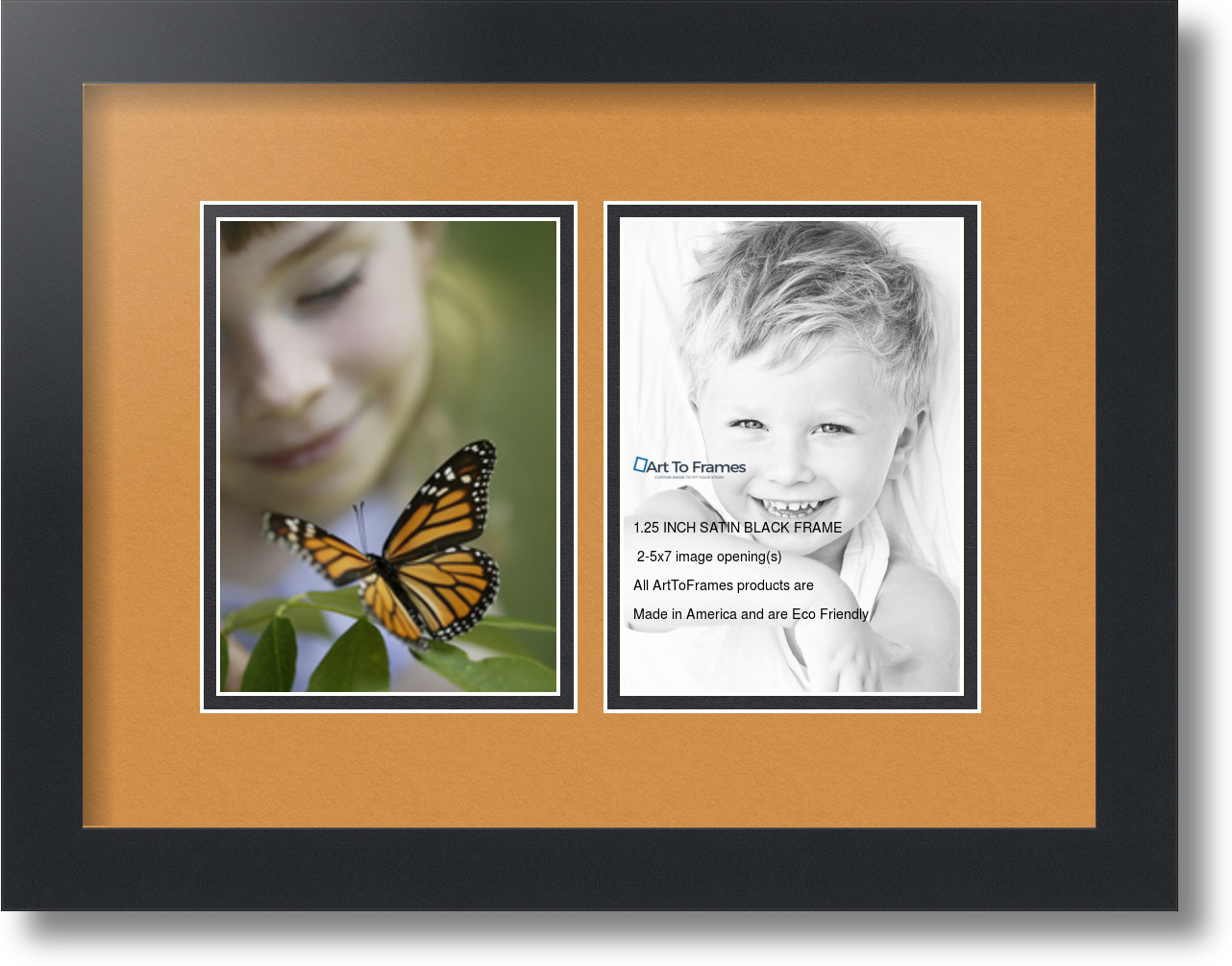 ArtToFrames Collage Mat Picture Photo Frame 2 5x7" Openings in Satin