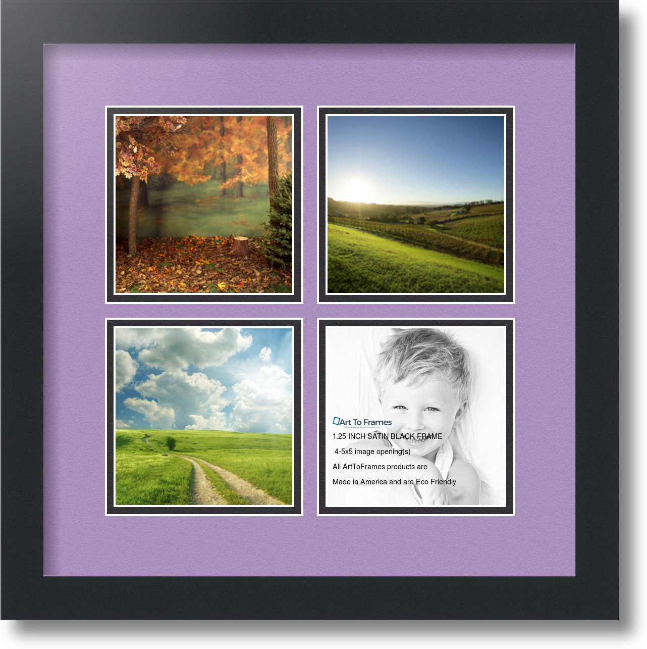 ArtToFrames Collage Mat Picture Photo Frame 4 5x5" Openings in Satin