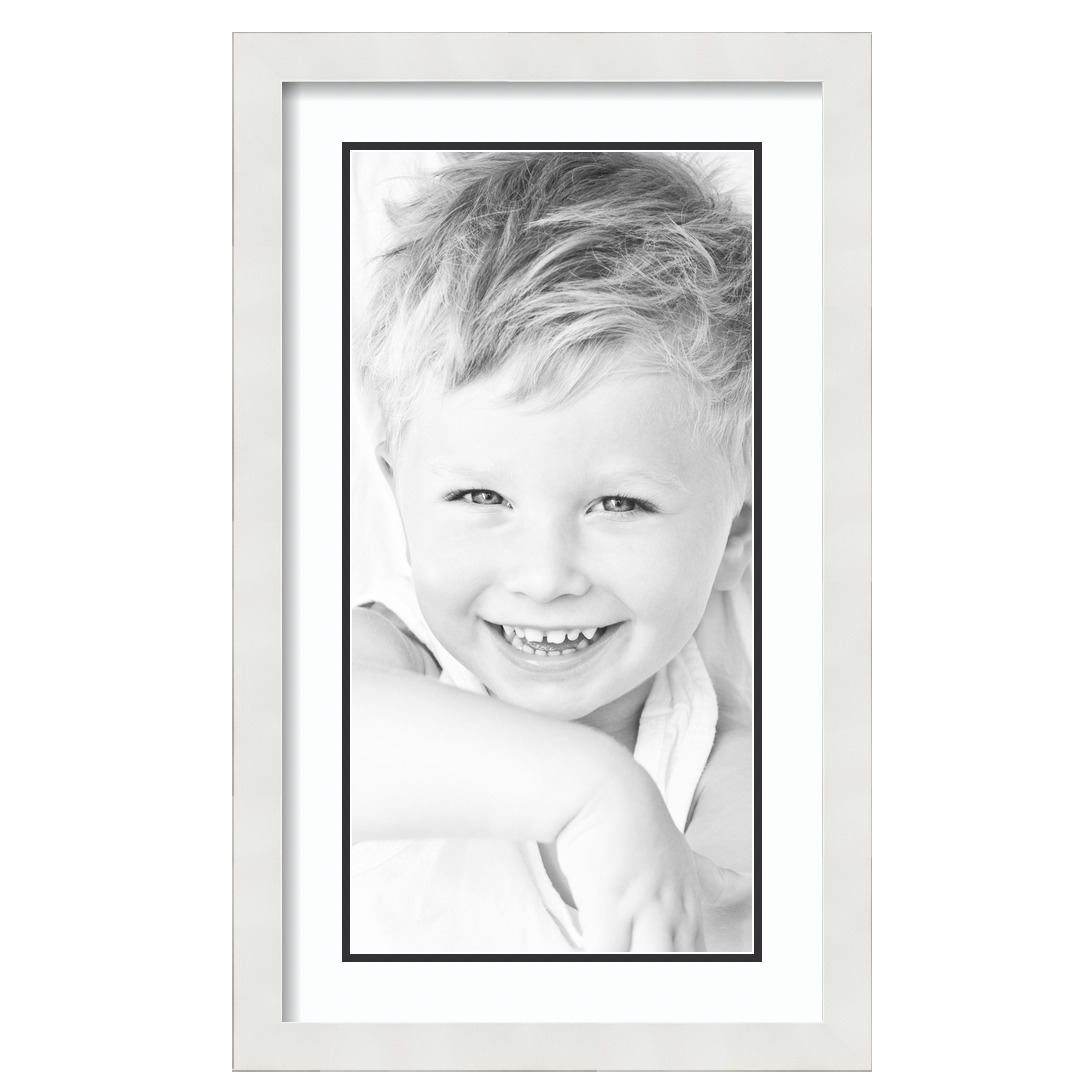 ArtToFrames Matted 14x24 White Picture Frame with 2" Double Mat, 10x20 Opening