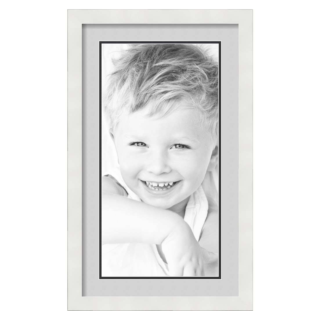 ArtToFrames Matted 14x24 White Picture Frame with 2" Double Mat, 10x20 Opening