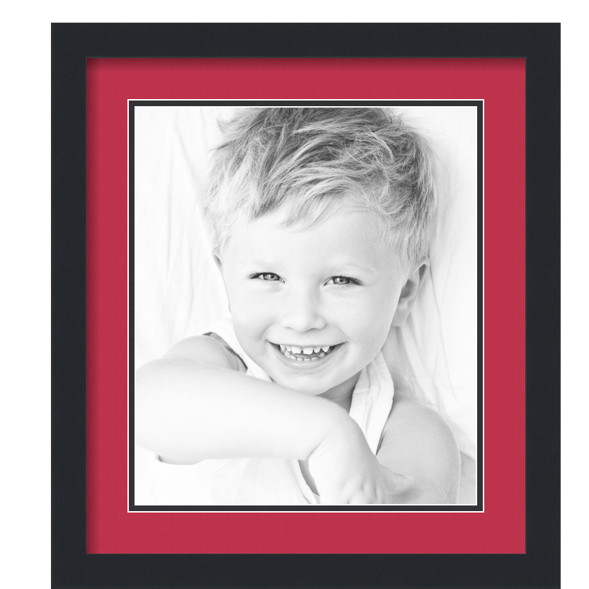 ArtToFrames Matted 16x18 Black Picture Frame with 2" Double Mat, 12x14 Opening