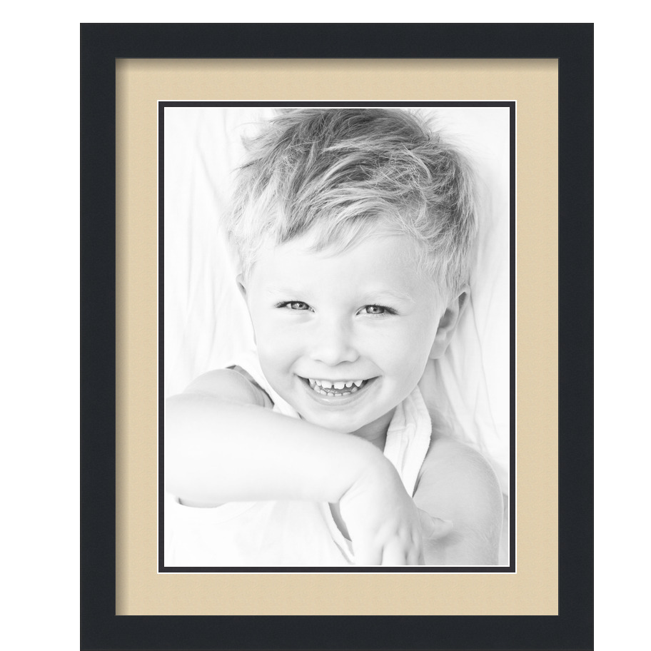 ArtToFrames Matted 16x20 Black Picture Frame with 2" Double Mat, 12x16