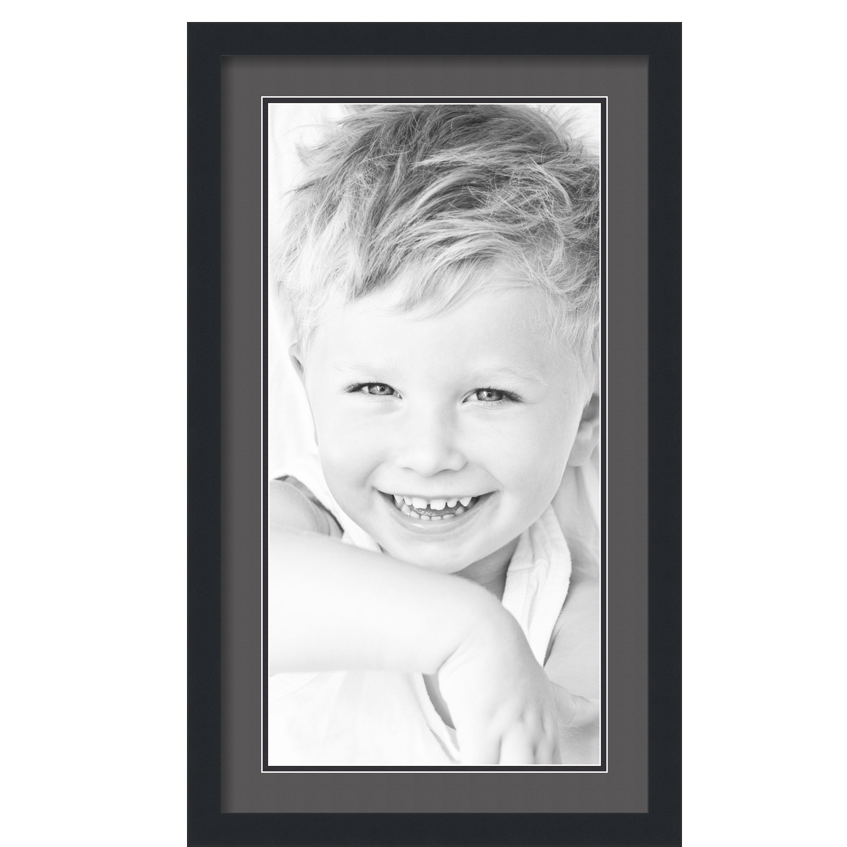 ArtToFrames Matted 16x28 Black Picture Frame with 2" Double Mat, 12x24