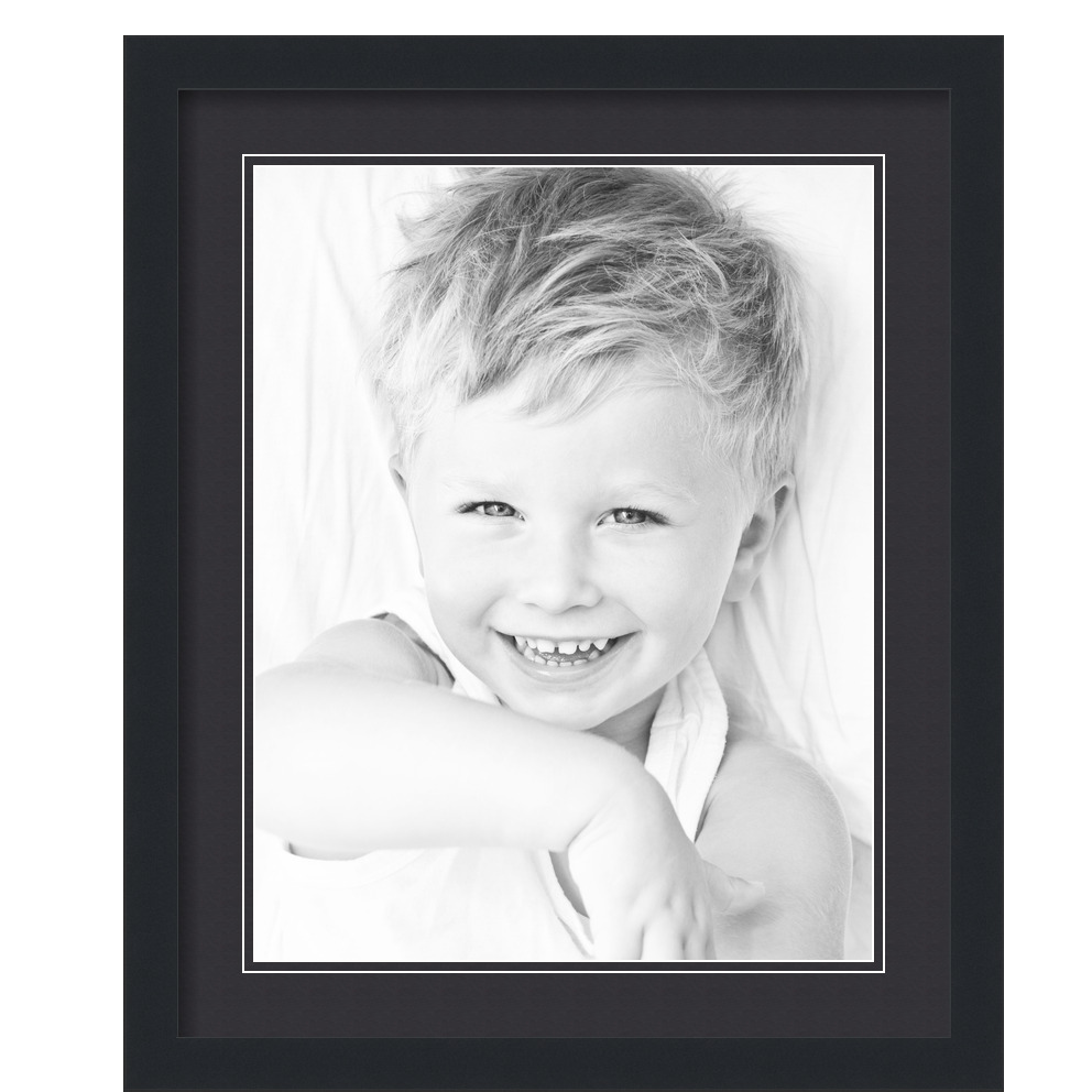 Arttoframes matted 18x22 black picture frame with 2 double mat 14x18