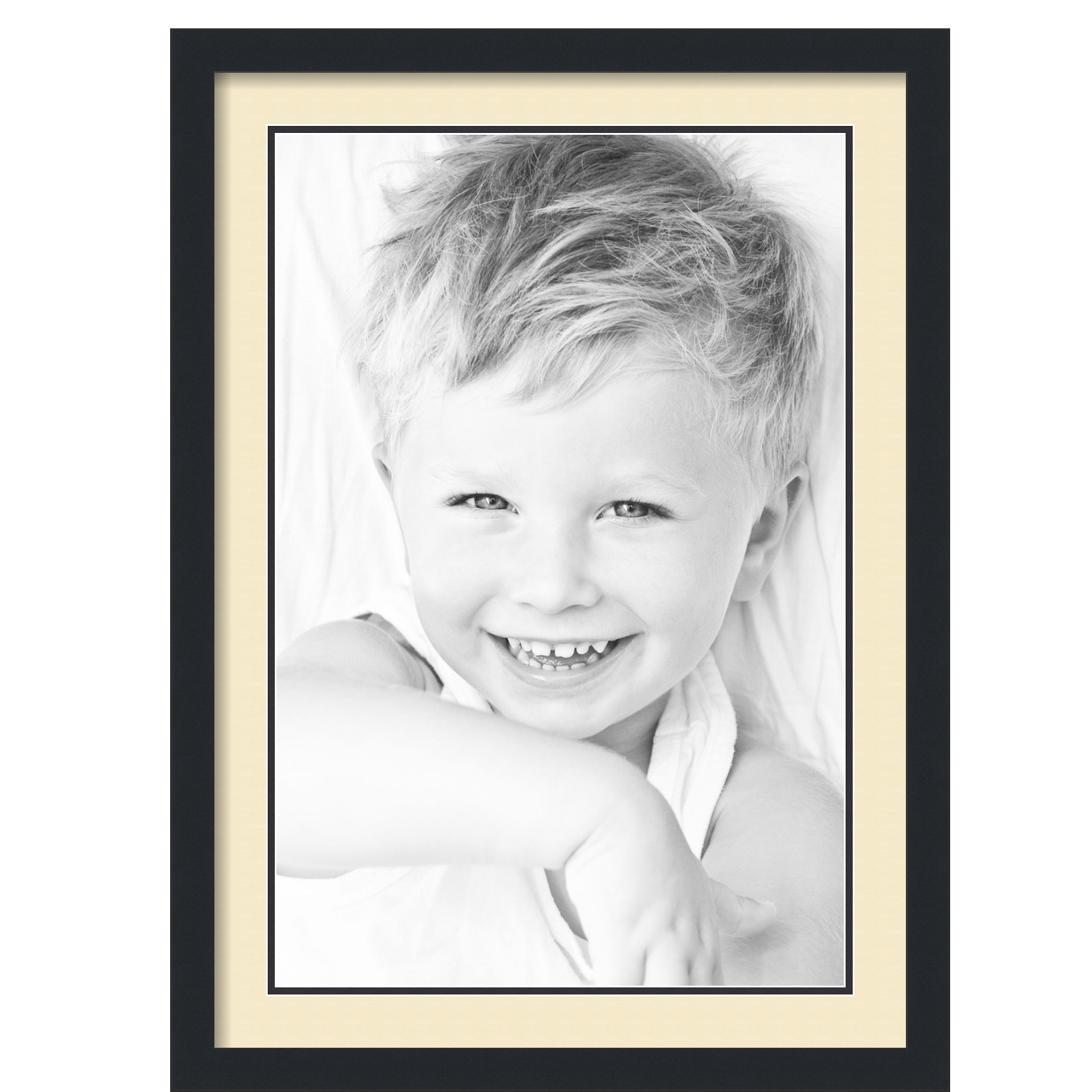 ArtToFrames Matted 20x28 Black Picture Frame with 2" Double Mat, 16x24 Opening