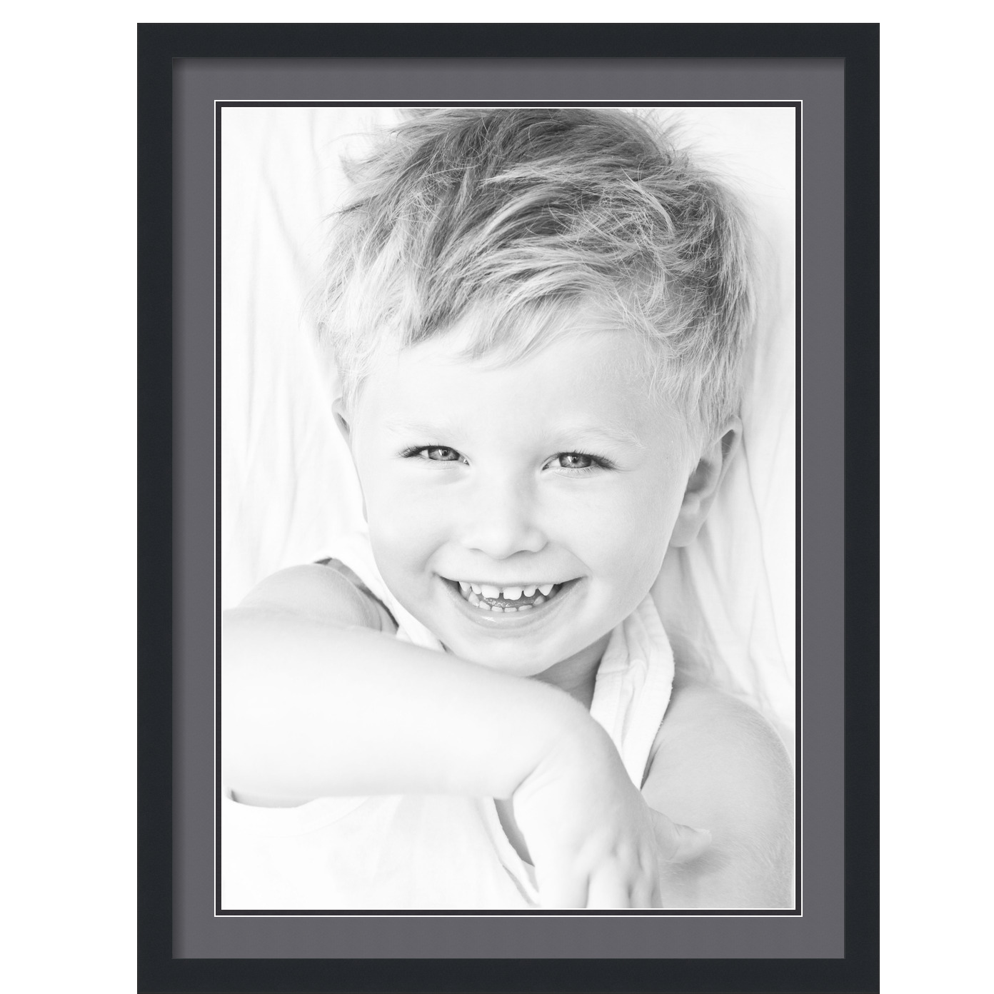 ArtToFrames Matted 24x32 Black Picture Frame with 2" Double Mat, 20x28