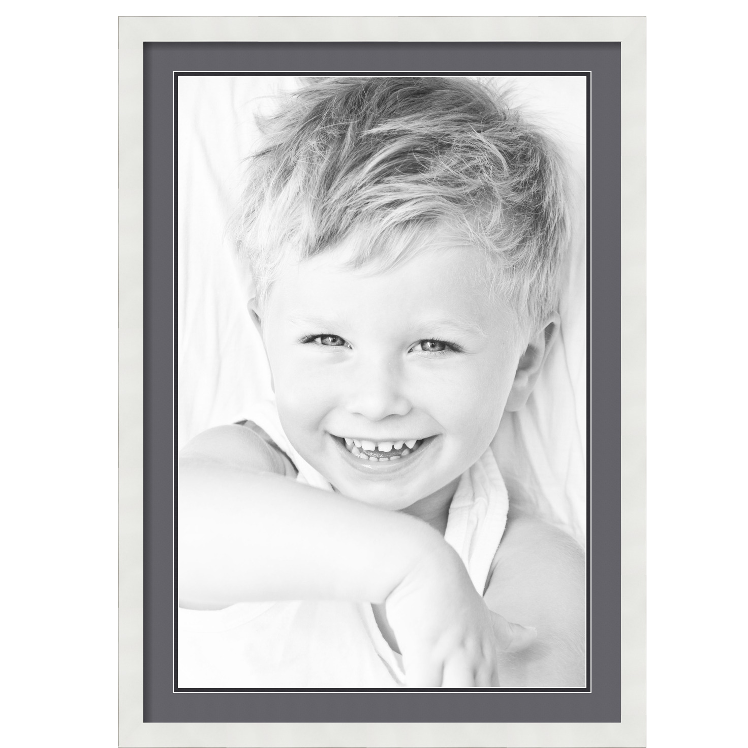 ArtToFrames Matted 24x34 White Picture Frame with 2" Double Mat, 20x30 Opening