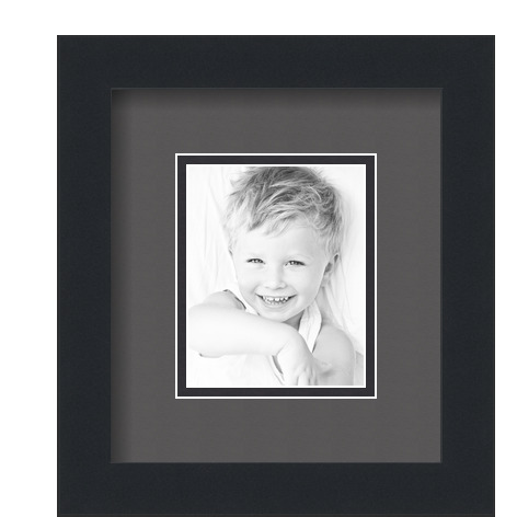 ArtToFrames Matted 7.5x9 Black Picture Frame with 2" Double Mat, 3.5x5 Opening