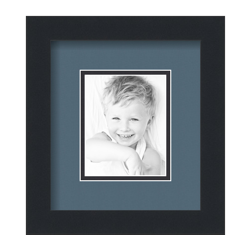 ArtToFrames Matted 7.5x9 Black Picture Frame with 2" Double Mat, 3.5x5 Opening