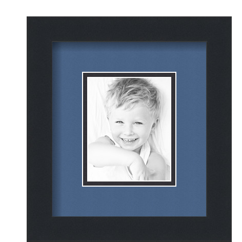 ArtToFrames Matted 7.5x9 Black Picture Frame with 2" Double Mat, 3.5x5 Opening