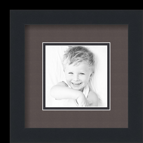 ArtToFrames Matted 9x9 Black Picture Frame with 2" Double Mat, 5x5 Opening