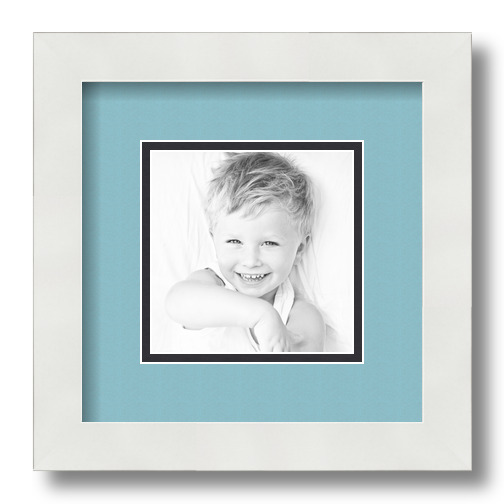 5x5 Opening ArtToFrames Matted 9x9 White Picture Frame with 2" Double Mat 