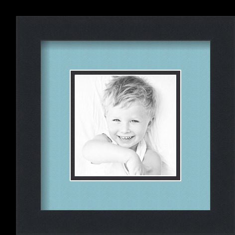 ArtToFrames Matted 9x9 Black Picture Frame with 2" Double Mat, 5x5 Opening