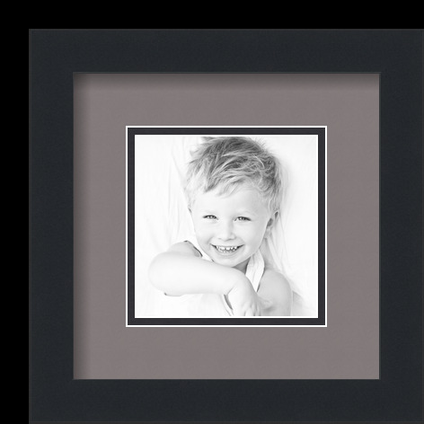 ArtToFrames Matted 9x9 Black Picture Frame with 2" Double Mat, 5x5 Opening