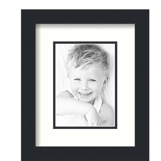 ArtToFrames Matted 9x11 Black Picture Frame with 2" Double Mat, 5x7 Opening