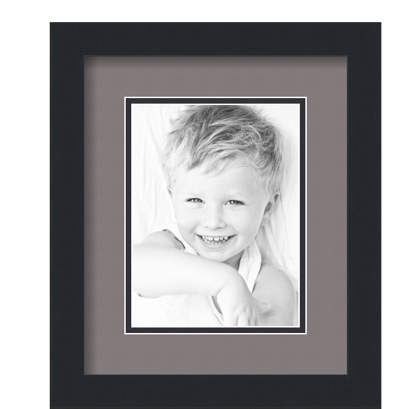 ArtToFrames Matted 10x12 Black Picture Frame with 2" Double Mat, 6x8 Opening