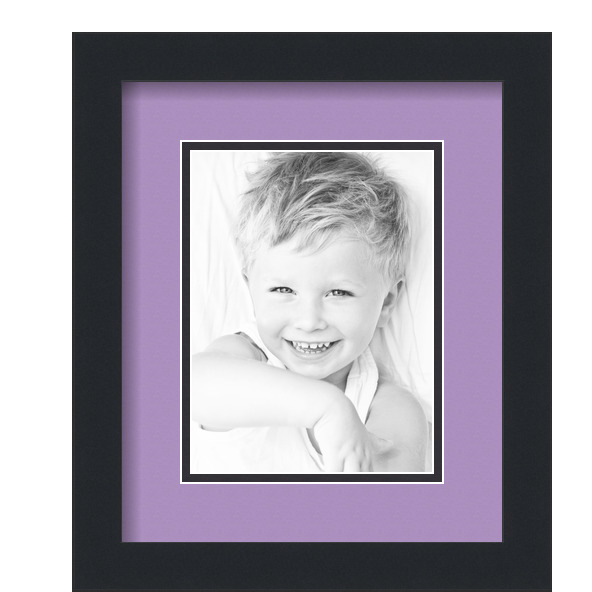 ArtToFrames Matted 10x12 Black Picture Frame with 2" Double Mat, 6x8 Opening