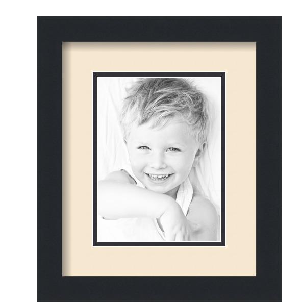 ArtToFrames Matted 10x12 Black Picture Frame with 2" Double Mat, 6x8 Opening