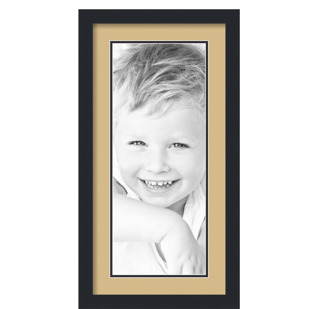 ArtToFrames Matted 12x24 Black Picture Frame with 2" Double Mat, 8x20 Opening