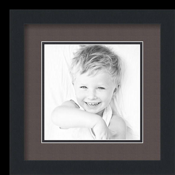 ArtToFrames Matted 12x12 Black Picture Frame with 2" Double Mat, 8x8 Opening