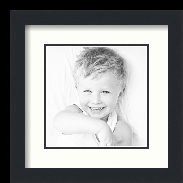 ArtToFrames Matted 12x12 Black Picture Frame with 2" Double Mat, 8x8 Opening