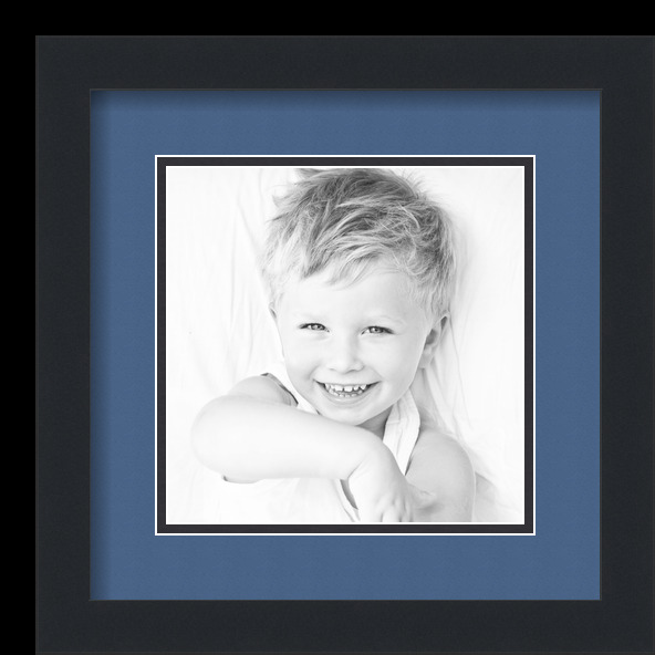 ArtToFrames Matted 12x12 Black Picture Frame with 2" Double Mat, 8x8 Opening