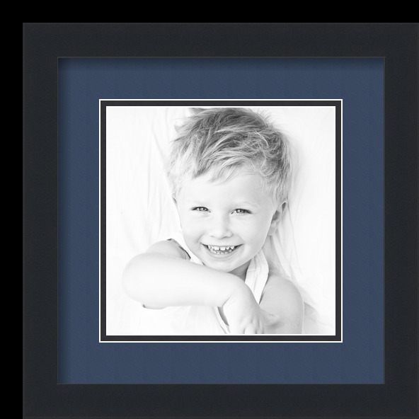 ArtToFrames Matted 12x12 Black Picture Frame with 2" Double Mat, 8x8 Opening