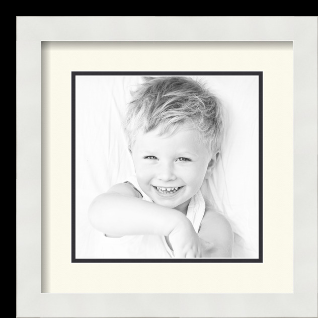 ArtToFrames Matted 13x13 White Picture Frame with 2" Double Mat, 9x9 Opening