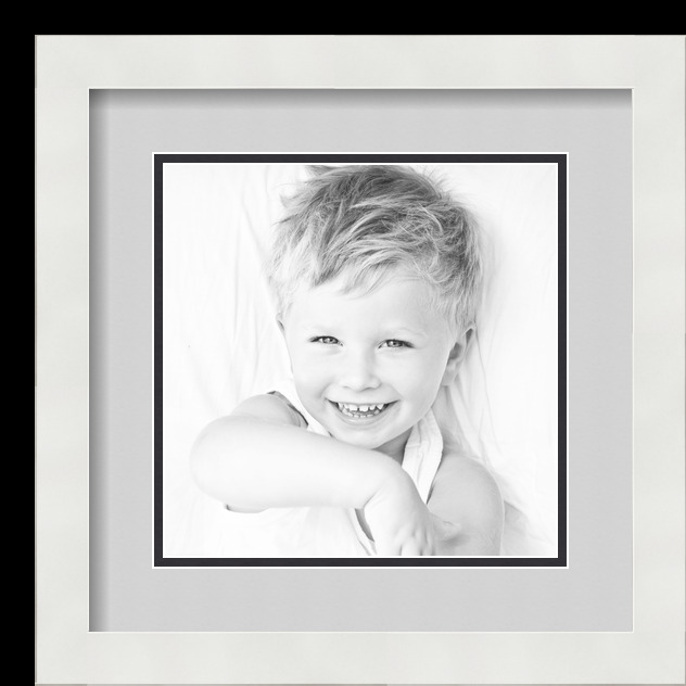 ArtToFrames Matted 13x13 White Picture Frame with 2" Double Mat, 9x9 Opening